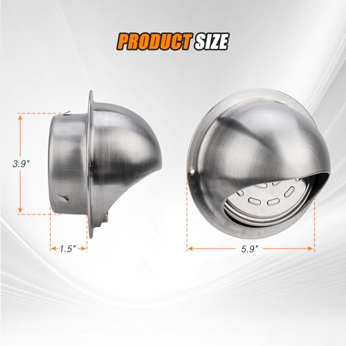 Image of Matework Dryer Vent Cover Outside, 4 Inch Stainless Steel Round Dryer Vent, Auto-Open Wall Vent