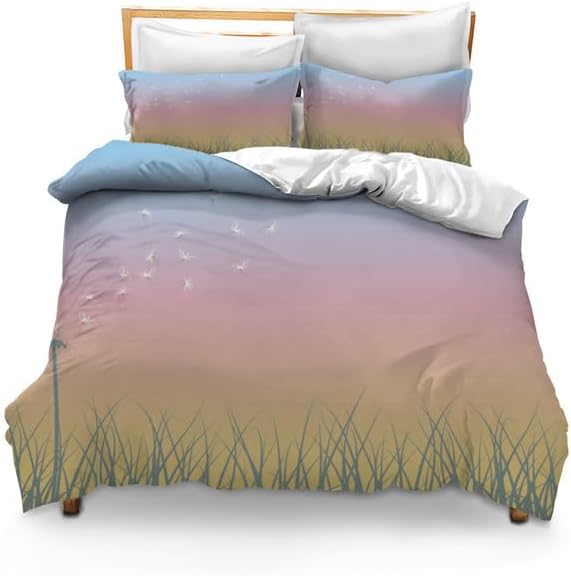 Juego de funda de edredón tamaño matrimonial, 3 piezas de microfibra ligera y suave para todas las estaciones (tamaño matrimonial, 80 x 90 pulgadas,