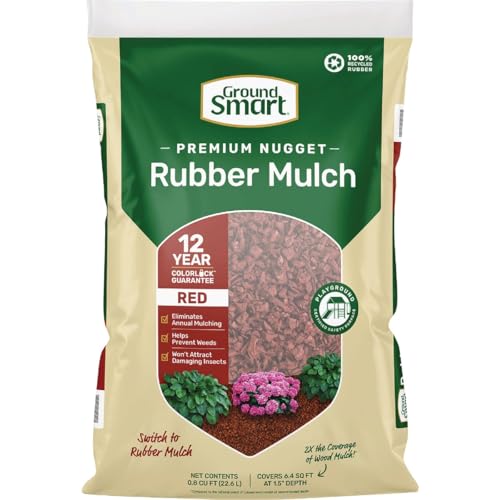 GroundSmart Out Door Garden Fencing Rubber Mulch 0.8 Cubic Feet, Cedar Red