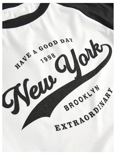 COZYEASE Girl's Color Block Graphic Tees Long Sleeve Crew Neck T-Shirt Ruched Fitted Tops4