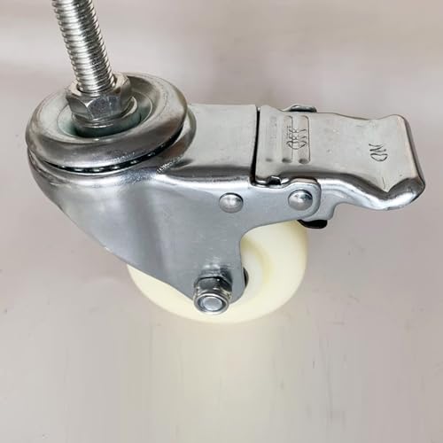 Set di 4 Ruote girevoli industriali con bloccaggio in Nylon per impieghi gravosi con Stelo filettato M20, Design Antiscivolo per banco da Lavoro, Elevata capacità di carico per Una