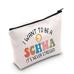 BLUPARK Teacher Gift Teacher Makeup Bag Reading Teacher Gift Teacher Bag Reading Specialist Gift SLP Gift Speech Therapist Gifts(Schwa Bag)