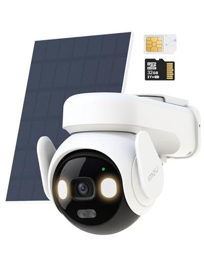Imou 4G LTE Solar Security Camera Wireless with SIM Card & 32GB SD Card, AOV Tech 24/7 Recording, 4G & WiFi Dual Network 3K Solar Outdoor Camera, 25M Human Detection, Auto Tracking, Color Night Vision