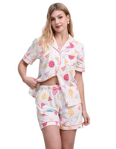 Image of NAP BOUND 100% Cotton Pajamas for Women Sets 2 Pieces Pjs Button short sleeves with Pockets Soft Sleepwear Loungewear XS-XXL