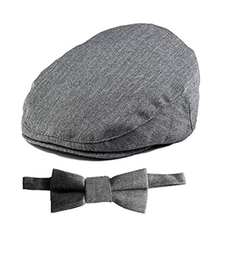 image for Born to Love Baby Boys Hat Herringbone Driver Page Cap, Gray with Bow,