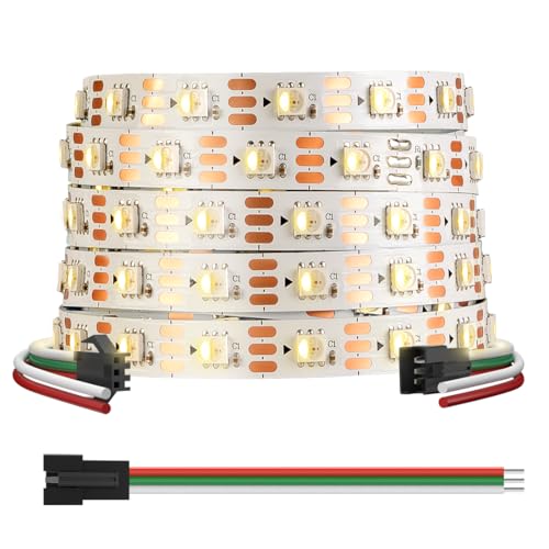 BTF-LIGHTING 12V RGBWW RGB+Warm wit SK6812 5 meter 60LED's/pixels/m Individueel adresseerbaar Flexibel 4 kleuren in 1 LED Dream Color LED-strip Witte PCB IP30 Niet waterdicht (alleen LED-strip)