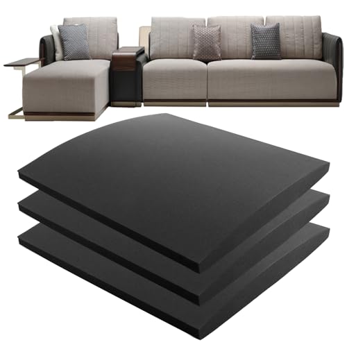 DAJAVE 3 Pcs Sofa Support Boards Foam, 50x50cm Sofa Cushion Support for Sagging Seat - High-Density Replacement Sofas Seat Cushions Curved Furniture Seats Under Cushion Sag Repair - Black