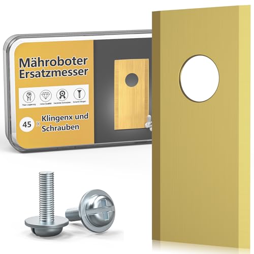 TBoonor 45 Lame Robot tagliaerba - Acciaio Inox/Titanio per Worx/LandXcape/Zoef/Einhell - Ultra affilate (Viti Incluse)