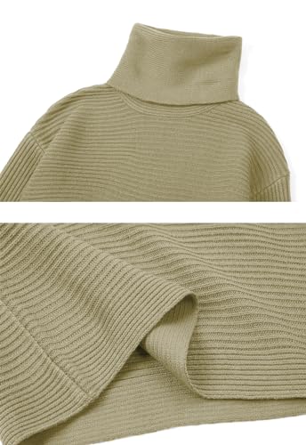 Image of chouyatou Women's Turtleneck 2 Piece Outfits Ribbed Knit Sweater Midi Pencil Skirt Set