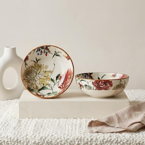 Image of SNS Guldaudi Canvas Ceramic Serving Bowl Set of 2 | Salad, Curry & Snack Bowls