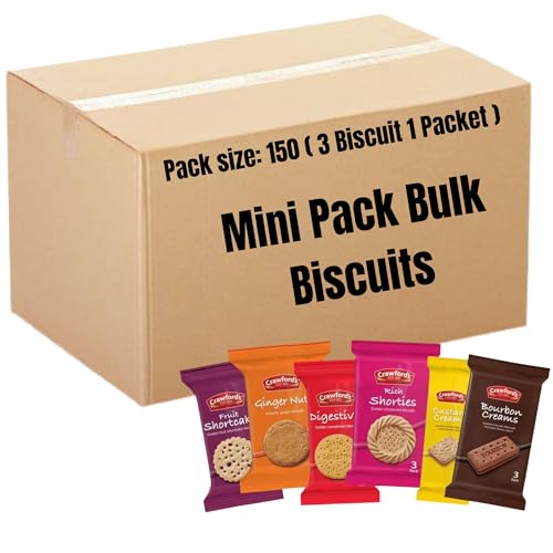 Bulk Buy Multipack Crawford Biscuit Portion Packs – 13-Biscuit Pack – 6 Varieties Individually Wrapped - Office, Hotel, Tea & Coffee Snack Biscuits – Fresh Cookies for On-the-Go Snacking (150 Pack)