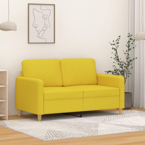 Mimdixy Sofá cama de 2 plazas, color amarillo claro, 120 cm, tela pequeña, sofá para salón y dormitorio