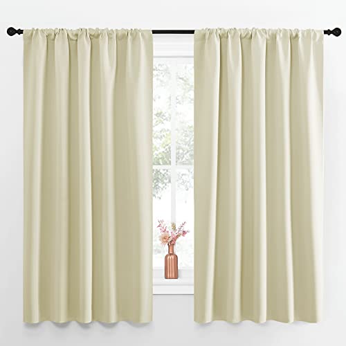 NICETOWN Blackout Curtains for Living Curtains, Beige, 2 Panels, 29 by 30, Room Darkening Window Curtain Panels, Easy-Care Solid Thermal Insulated Draperies/Drapes for Daughter Room Beige 29