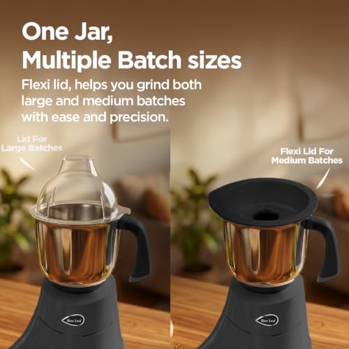 Image of Preethi Diamond 750 Watts Mixer Grinder | 3 Stainless Steel (SS) Jars + Flexi Lid | Ideal for Masalas, Chutneys & Batters | Lifelong Free Service, Black