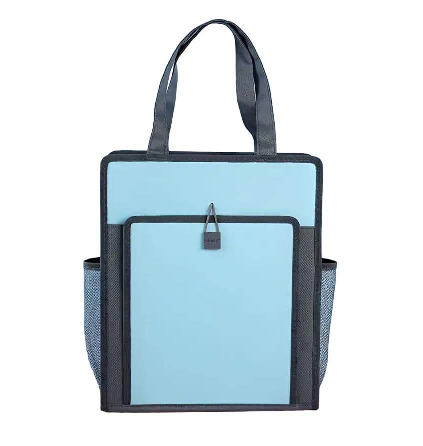 FunBlast Hand Bag for Women, Girls and Children, Multi-Purpose Waterproof Portable Carrying Bag, Tote Bag, File Bag, Lunch Bag, office Bag, Double Layer Zipper Bag – Blue (B0CWV3LN36) Amazon Price History, Amazon Price Tracker
