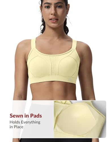 Image of Yvette Women's High Impact Sports Bra for Running | High Support, No Bounce, Large Bust, Pickleball, Gym Workout, Adjustable Straps, Crisscross Back, Wireless, Sewn in Pads