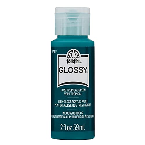 FolkArt, Tropical Green Assorted 2 fl oz / 59ml Brilliant Gloss Acrylic Paint For Easy To Apply DIY Crafts, Art Supplies With A Glossy Finish, 11825