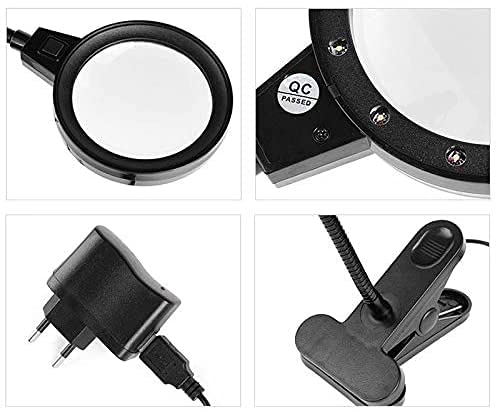 Lámpara de aumento 10X con abrazadera de metal y clip usb para escritorio 7