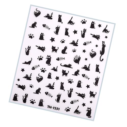 French Tips Nails Art Stickers Adhesive Nails Decals Bows Cats Nails Stickers Manicure Accessories for Nails Art Decors