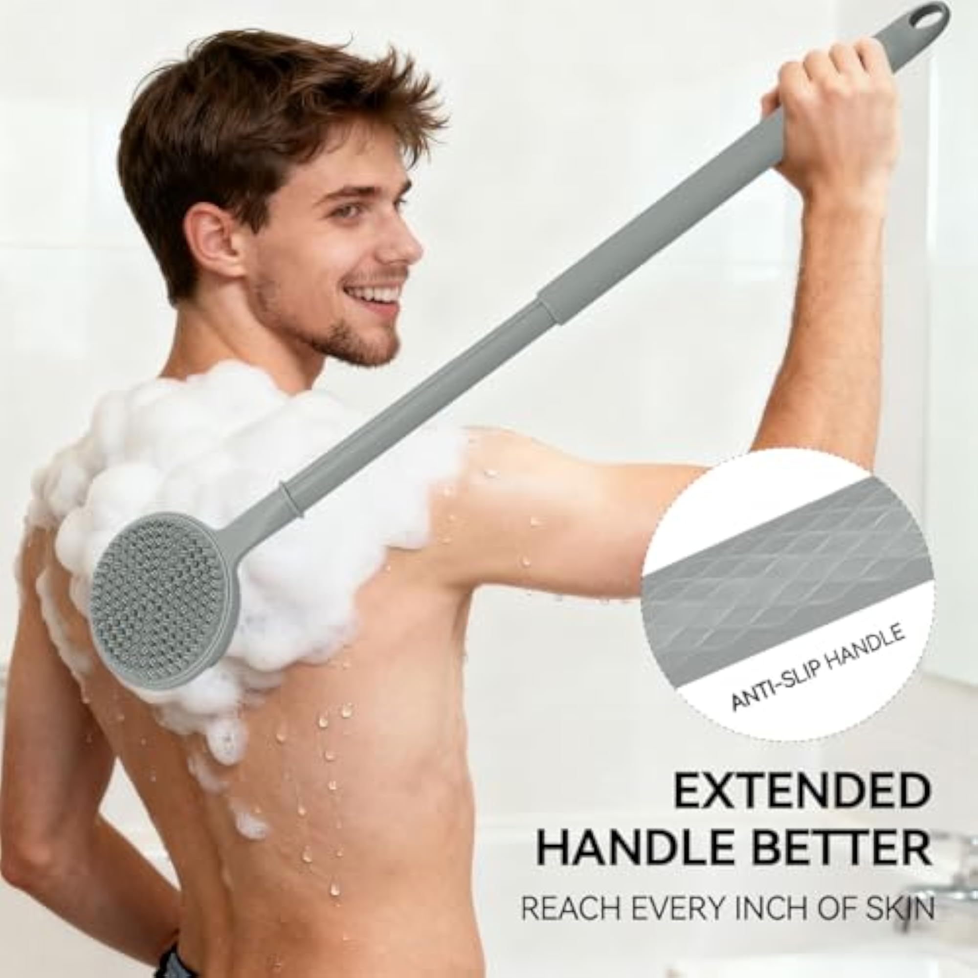 Dual-Sided Silicone Back Scrubber for Shower
