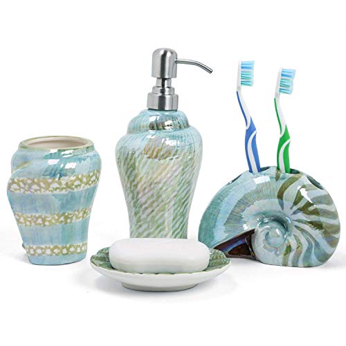 PEHOST Set di Accessori per Il Bagno, in Ceramica 3-Verde