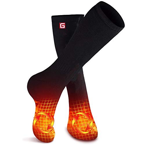 Spring Men Women Heated Socks Electric Rechargeable Battery Heated Sox,Thermal Heated Insulated Sock,Winter Warm Novelty Sports Outdoor Climbing Hiking Hunting Biking Foot Warmer (Large, Black)
