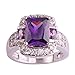 Psiroy 925 Sterling Silver Plated Emerald Cut Simulated Amethyst Halo Promise Ring for Women Size 6