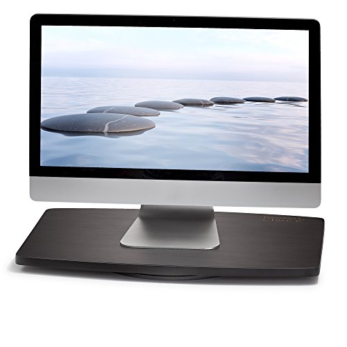 Prosumer's Choice Natural Bamboo Tv Swivel Stand For Led/Lcd Tv, Monitors, Stereos, 21 Inch Base Surface | Steel Ball Bearings | 360˚ Rotation – Black #TOP5