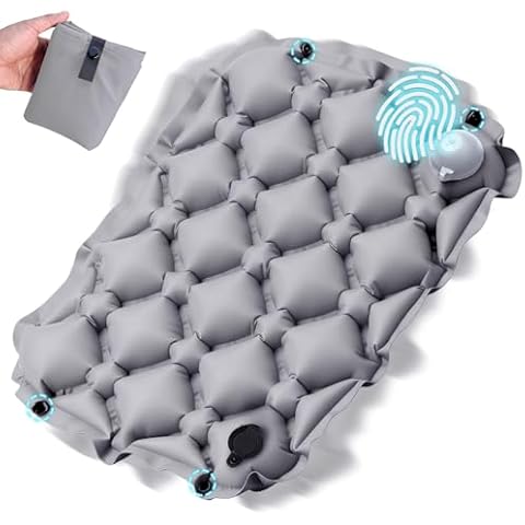 Sekey Inflatable Seat Cushion with Press Valve -2in Thick Airplane Seat Cushion, Ultra Portable & Lightweight, for Long Flights, Stadium, Camping, Office, Car Travel-Light Grey Cover