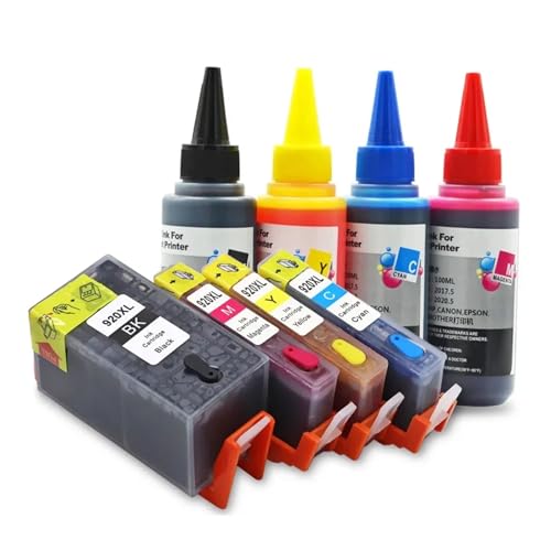 Cartucho de Tinta 920 920XL, Compatible con Cartucho Recarga HP Chip ARC for 6500A 7000 6000 7500A 7500(1Set and Ink)