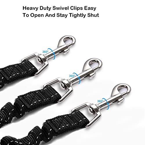 3 Way Dog Leash Coupler Heavy Duty No Pull Multiple Double Tangle Free Trio Nylon Bungee Cord Stretchy Sturdy Pups Lead for Small Medium Dogs Training Walking Doggy Puppy by LTSGORY - Image 3