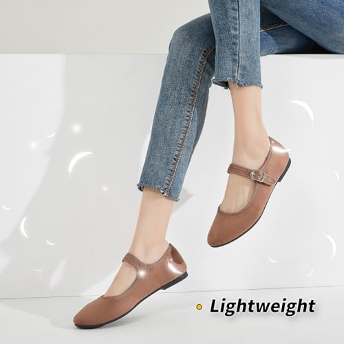 Image of BABUDOG Womens Mary Jane Flats with Strap,Faux Suede Black Flats Shoes,Flats Shoes Women Dressy Comfortable