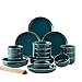 AMZOPDGS Stoviglie in Ceramica, 26 Pezzi Servizio da tavola in Ceramica Phnom Penh Verde Scuro per 3-6 Persone