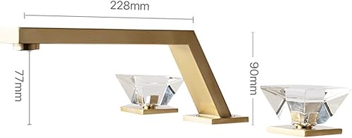 Miniatura 8 de Ksunun Grifo de baño moderno, grifos de baño para fregadero de 3 agujeros, grifo de fregadero de baño, grifo mezclador de latón de doble mango,