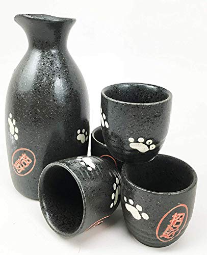 Happy Sales Hssb-Lkcblk, Japanese Design Lucky Cat Fortune Cat Maneki Neko Porcelain Sake Set, Black #TOP1