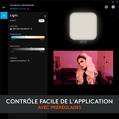 Logitech Litra Glow Premium Lumière LED Streaming avec TrueSoft - Lumière ordinateur pour vidéoconférences, Zoom, support ajustable & app contrôle pour PC/Mac - Graphite