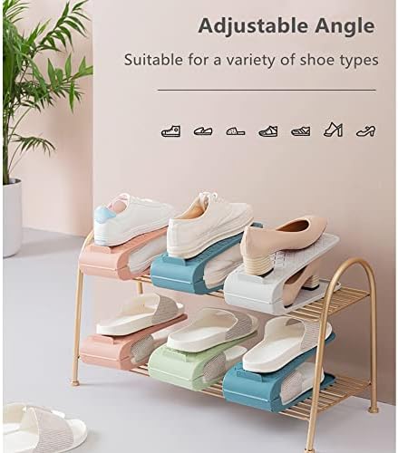 WYFCR NC Shoe Storage Rack Double-Layer Shoe Bracket, Shoe Slots Organizer Shoe Racks Shoe Holder Storage, 6pcs Shoe Slots Double Layer, Adjustable Double Deck Black Rack Holder