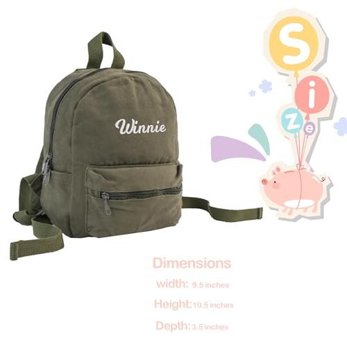 Mt World Personalized Mini Backpack Canvas Toddler Backpack Custom Small Cotton Backpack Monogram Infant Backpack Vintage Canvas Mini Backpack thumb #3