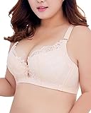 Plunge Mmagic Bra 34DD Soft Everyday Bra Floral Underwire Bra fro Girls Beige