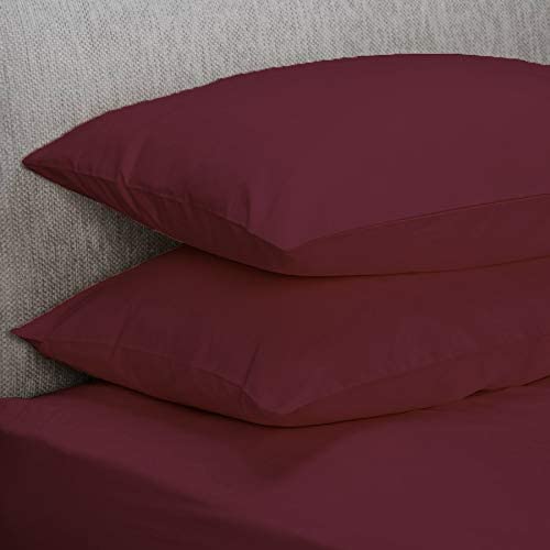 Lot de 1 paire de taies d'oreiller en polycoton teint facile d'entretien Prune 50 x 75 cm
