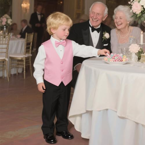 Kids Boys Dress Vest Toddler Slim Fit Formal Wedding Suit Vests Youth Boy Prom Party Ring Bearer Suits Waistcoat3