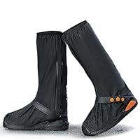 Habwea Schuhüberzieher Wasserdicht Überschuhe Regenschuhe Schwarz Wiederverwendbar mit Reflektorstreifen Rutschfeste Regenfüßlinge Hohe Regenschutz Galoschen für Fahrrad Motorrad, XL