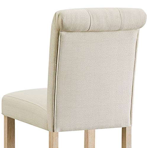 Roundhill Furniture Siena Counter Height Button Tufted Back Solid Wood Stools, Set Of 2, Tan #TOP5