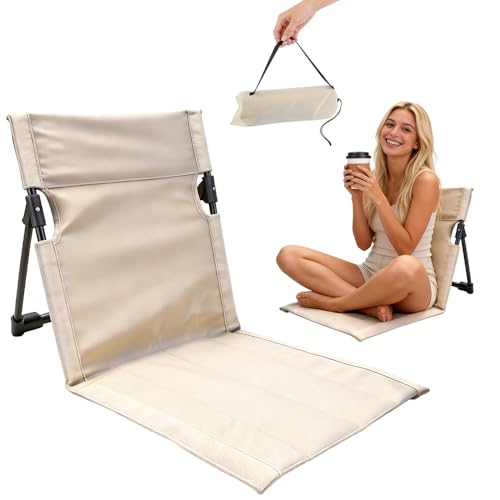 Wxeadu Folding Beach Chair Portable Floor Chair with Storage Bag Lightweight Folding Camping Chair Beach Mat with Back Rest for Fishing Hiking Barbecues Garden Beach Outside Activities