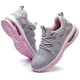 Kezhiho Steel Toe Shoes for Women Air Cushion Lightweight Work Shoes Comfortable Breathable Puncture