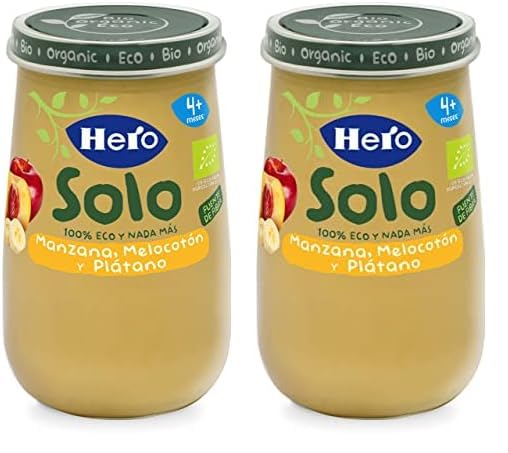 Hero Solo Tarrito de Manzana, Melocotón y Plátano, 190g (Paquete de 2)