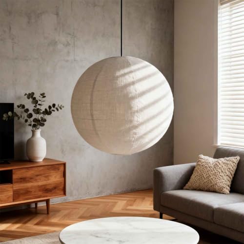 HKHDEECO 20 Inch Linen Plug in Pendant Light with 191 Inch Cord E26 Socket