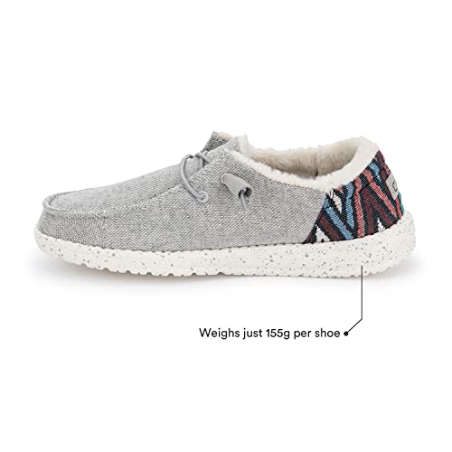 Hey Dude Womens Shoes Funk Wool Grey Size 10 - Lace Up Loafers - Comfortable & Light-Weight, Wendy #TOP2