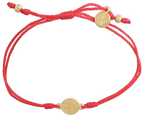 My Saint My Hero Inspirational Breathe Hand-Woven Bracelet, Adjustable (Gold Plated Medal on Red)
