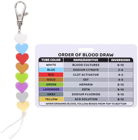 Order of Blood Draw Beads with Reference Card, Order of Blood Draw ...
